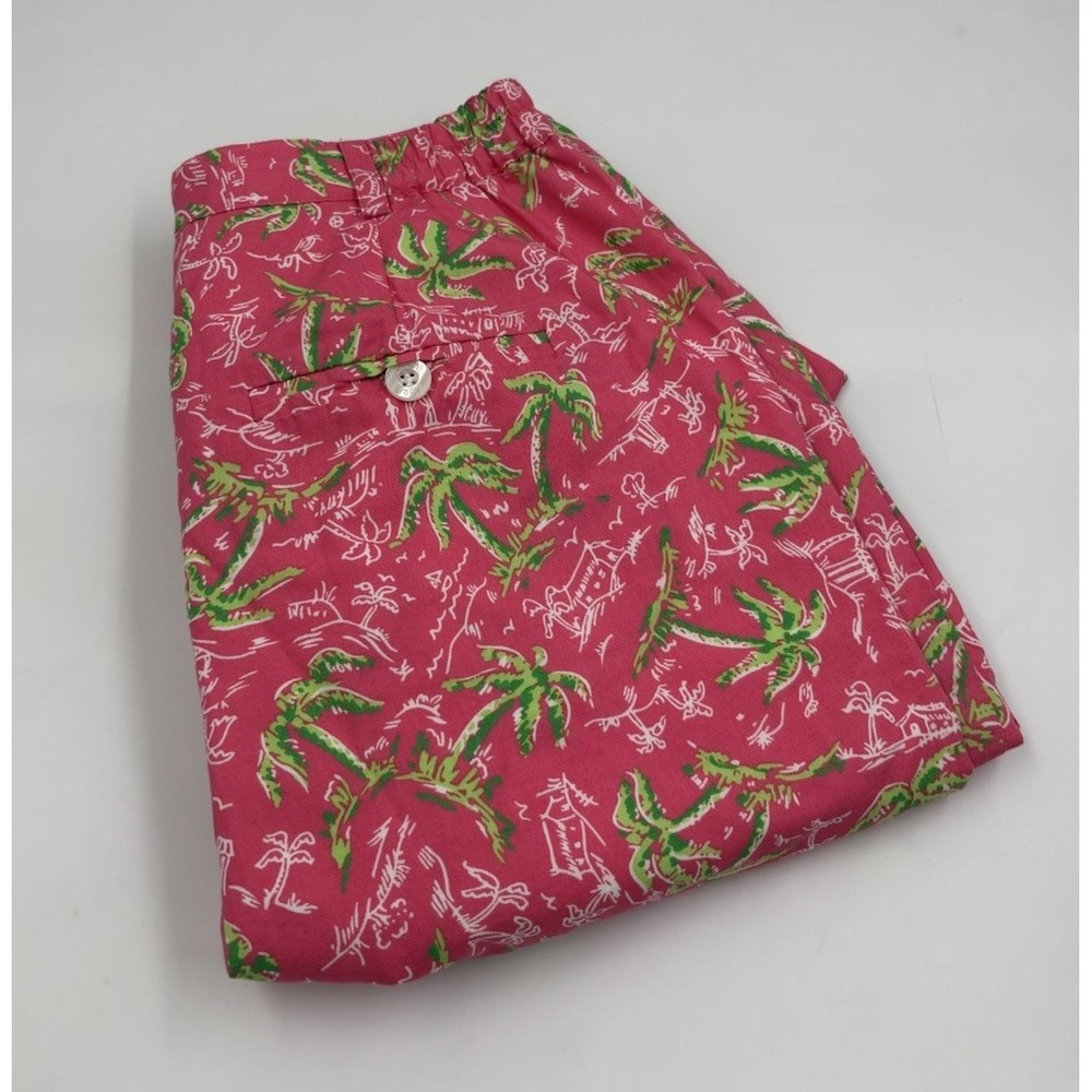 VTG Lily Pulitzer 6 Polyester High-Waisted Pink Floral Wide Leg Bermuda Shorts